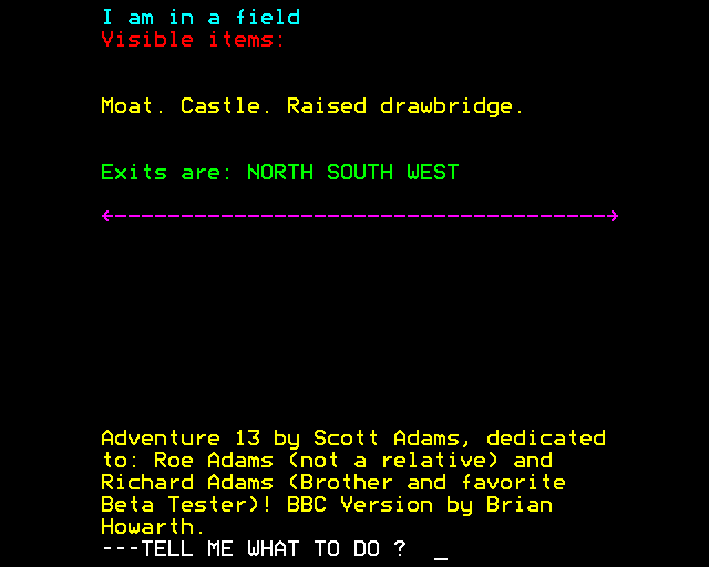 Sorcerer of Claymorgue Castle (BBC Micro) screenshot: Starting the Adventure