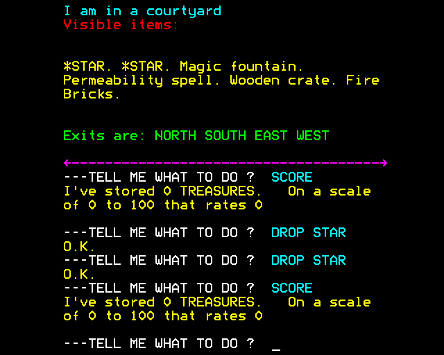Sorcerer of Claymorgue Castle (BBC Micro) screenshot: Current Score