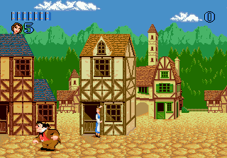 Disney's Beauty and the Beast: Belle's Quest (Genesis) screenshot: You can hide, so that this fatso won't notice you