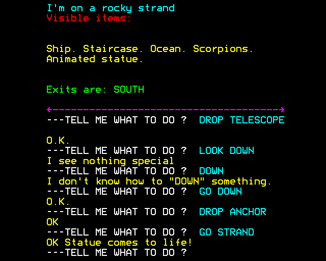 The Golden Voyage (BBC Micro) screenshot: On a Rocky Strand