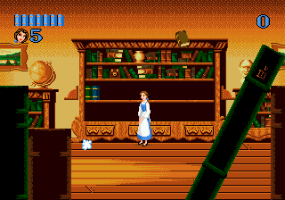 Disney's Beauty and the Beast: Belle's Quest (Genesis) screenshot: Mini-game: catch the books to receive bonus points