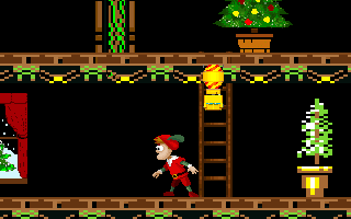 The Night Before Christmas (Windows 3.x) screenshot: Some enemies can use ladders