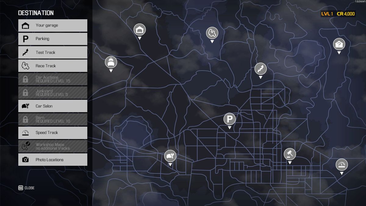 Car Mechanic Simulator 2021 (Windows) screenshot: Map of places around town.