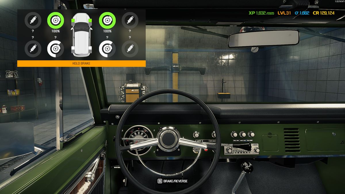 Car Mechanic Simulator 2021 (Windows) screenshot: Suspension and tire testing.