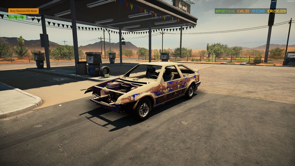 Car Mechanic Simulator 2021 (Windows) screenshot: This might be one of the roughest looking cars I've seen come in. Front side.