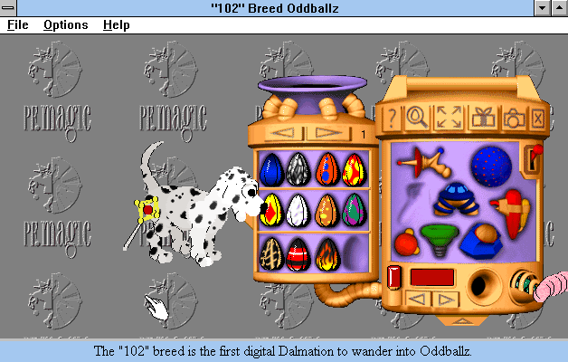 Oddballz: Your Wacky Computer Petz (Windows 3.x) screenshot: A more traditional pet