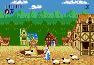 Disney's Beauty and the Beast: Belle's Quest (Genesis) screenshot: Belle in the village