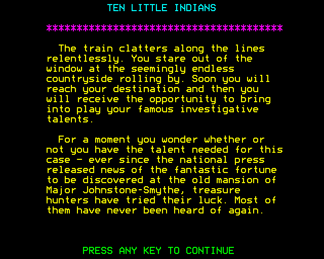 Ten Little Indians (BBC Micro) screenshot: Introduction