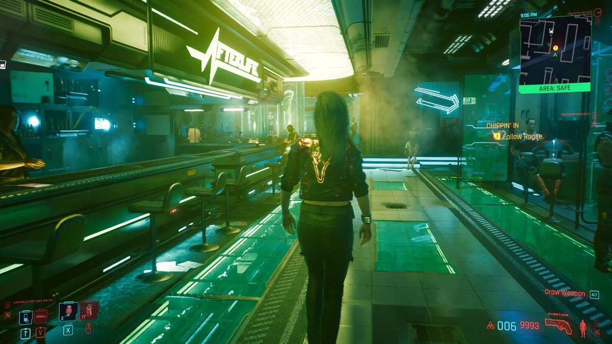 Cyberpunk 2077 (Windows) screenshot: Welcome to the Afterlife.