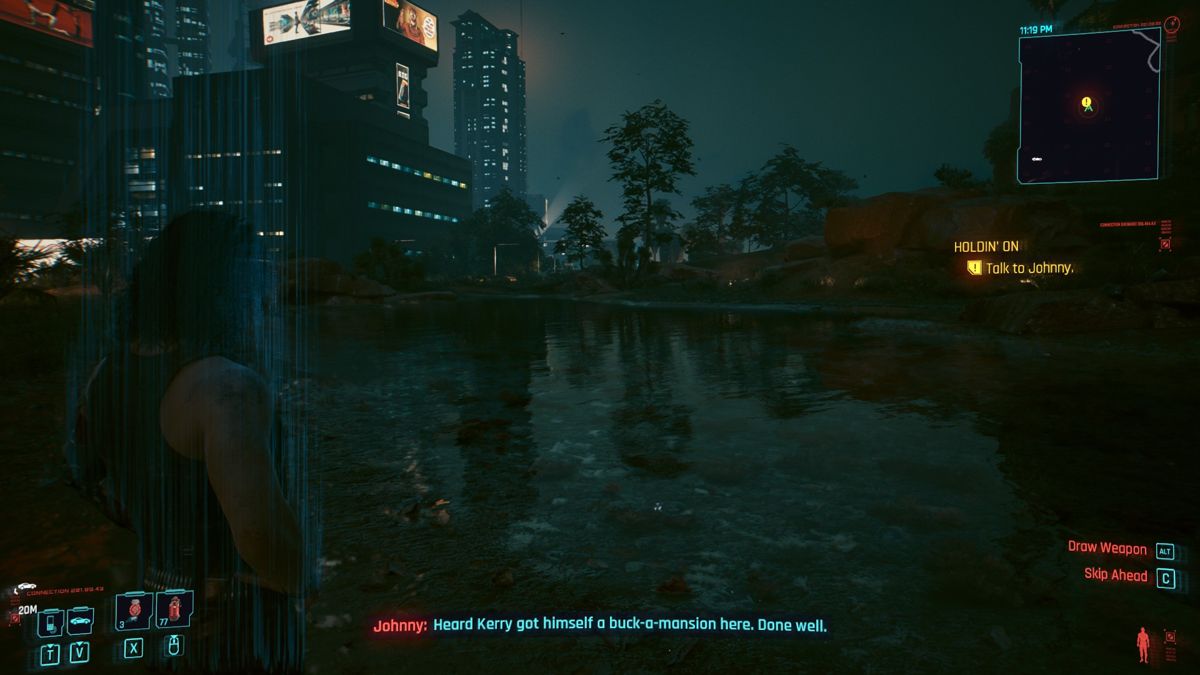 Cyberpunk 2077 (Windows) screenshot: Johnny fading in or fading out.