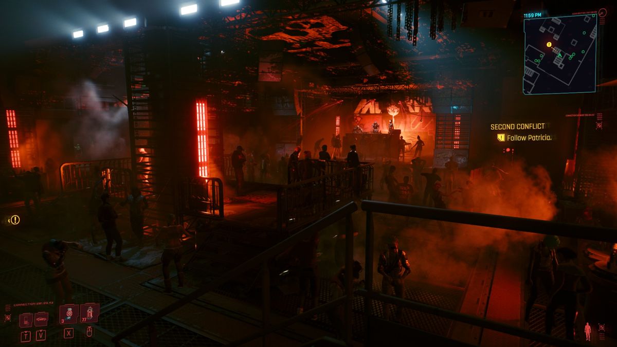 Cyberpunk 2077 (Windows) screenshot: Underground concert.