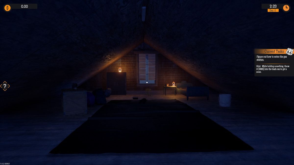 Gas Station Simulator (Windows) screenshot: Attic life and a place to call home.