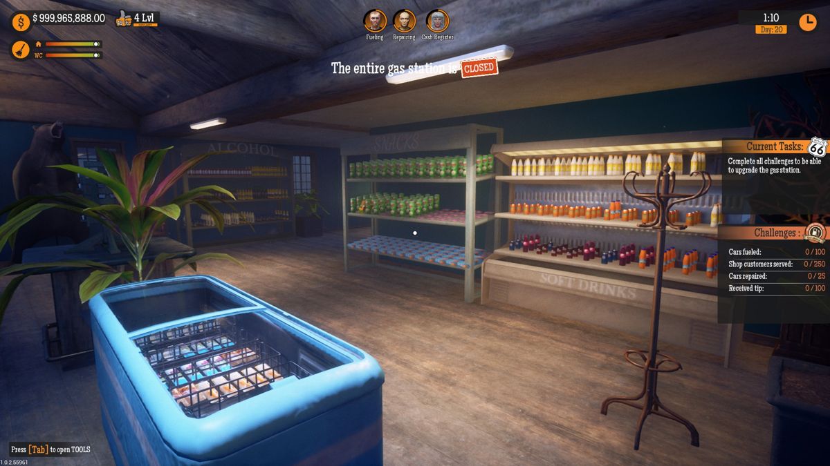 Gas Station Simulator (Windows) screenshot: Shop looking clean and tidy.