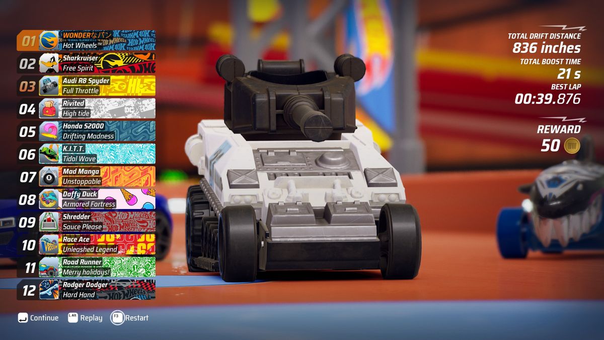 Hot Wheels: Unleashed (Windows) screenshot: Race results with bots.