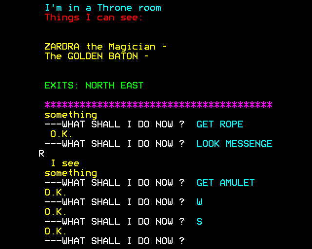 Arrow of Death: Part I (BBC Micro) screenshot: Meeting Zadra the Magician