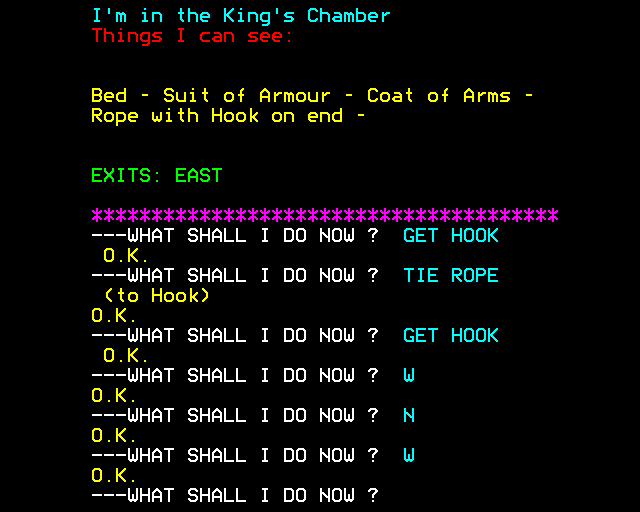 Arrow of Death: Part I (BBC Micro) screenshot: In the King's Bedroom
