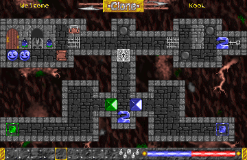 Clone (DOS) screenshot: Level 1, you control two clones.