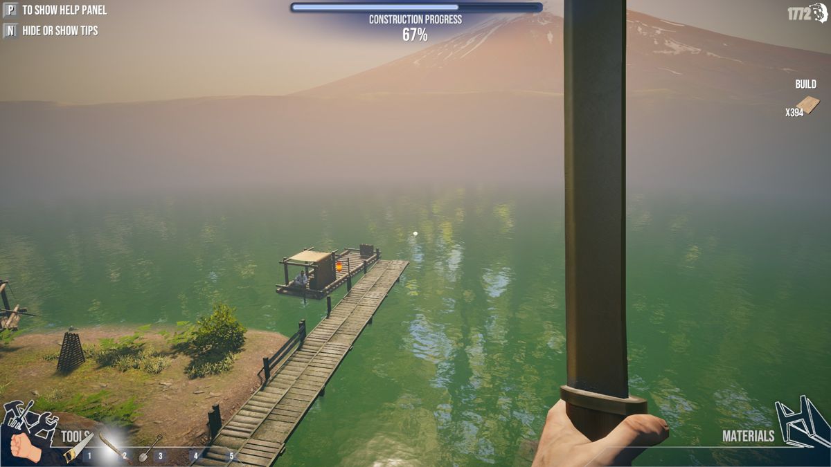 House Builder (Windows) screenshot: There is always some form of transport to you when you order from the shop. This stage has it come by boat/barge.