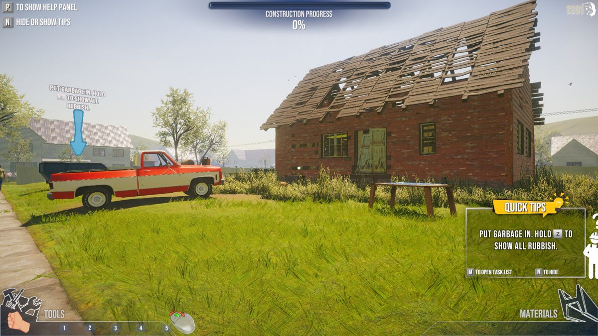 House Builder (Windows) screenshot: The start of a new stage. Looks like some demolition might be in store.