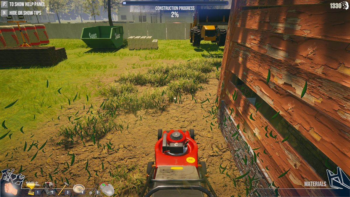 House Builder (Windows) screenshot: Mowing the lawn.