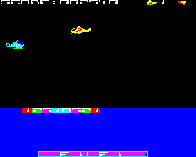 Copter Capers (BBC Micro) screenshot: Bonus Landing Level