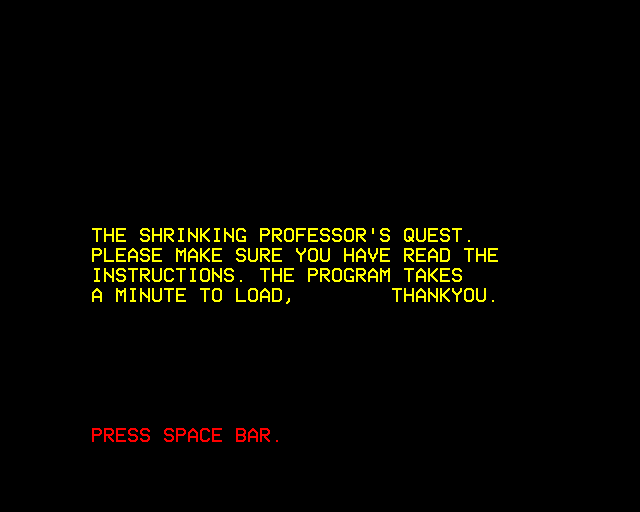 Shrinking Professor (BBC Micro) screenshot: Loading Screen