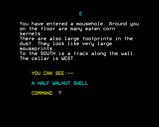 Shrinking Professor (BBC Micro) screenshot: Through the Mouse Hole