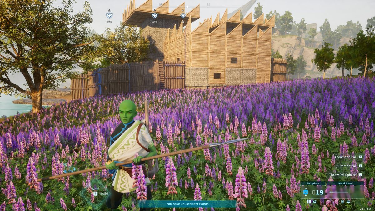 Palworld (Windows) screenshot: This field is why I picked this spot for my camp/base.