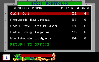 Disney's Duck Tales: The Quest for Gold (DOS) screenshot: Play the stock market