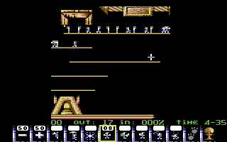 Lemmings (Commodore 64) screenshot: Use blockers on this level