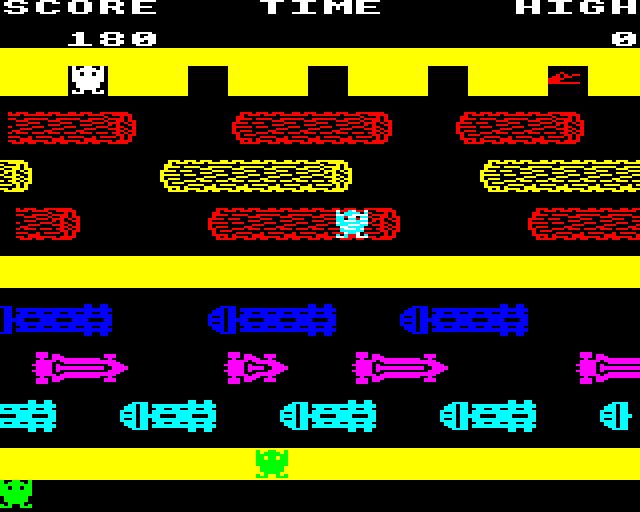 Frogger (BBC Micro) screenshot: Successful Crossing