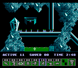 Lemmings (NES) screenshot: Nice icy level