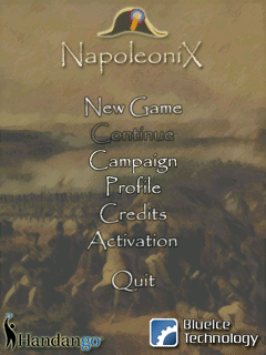 Napoleonix (Symbian) screenshot: Main menu