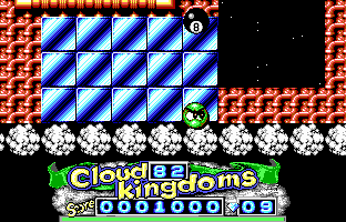 Cloud Kingdoms (DOS) screenshot: That ice sure is slippery... (EGA)
