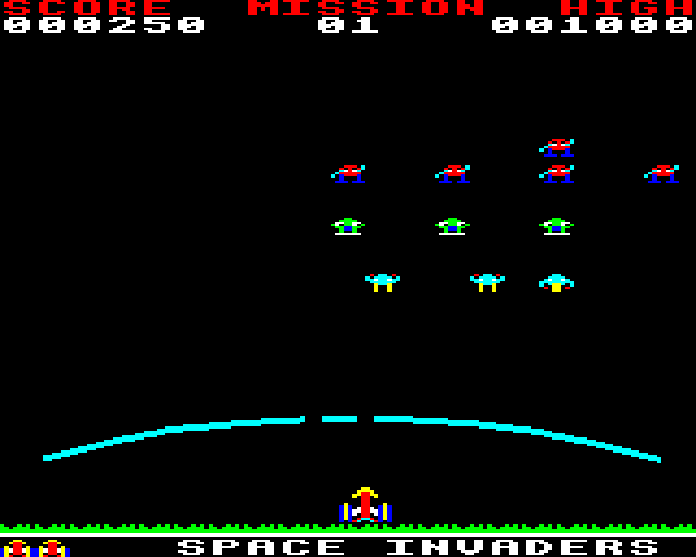 Gorf (BBC Micro) screenshot: Space Invaders