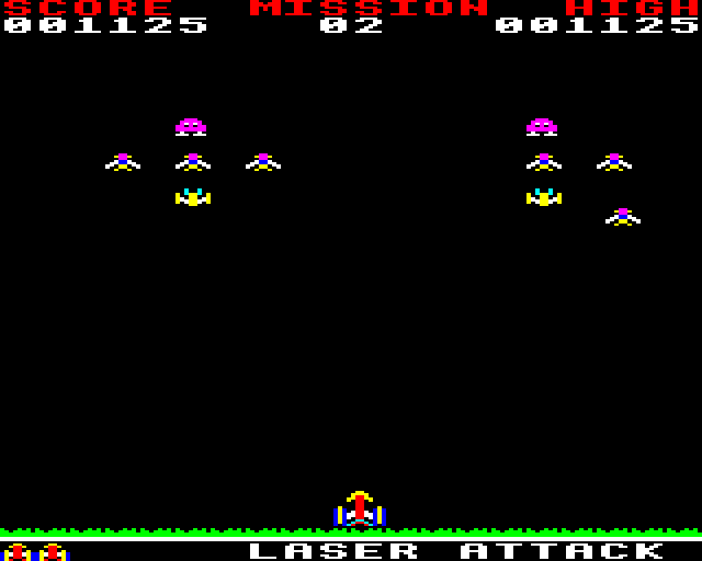 Gorf (BBC Micro) screenshot: Laser Attack