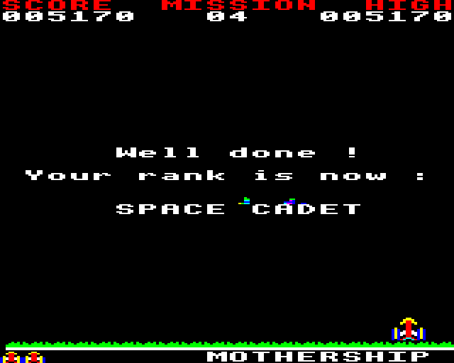 Gorf (BBC Micro) screenshot: First Level Completed