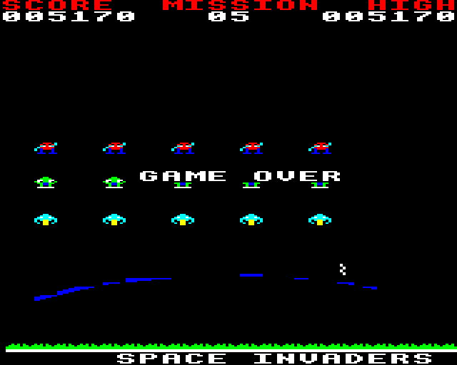 Gorf (BBC Micro) screenshot: Game Over