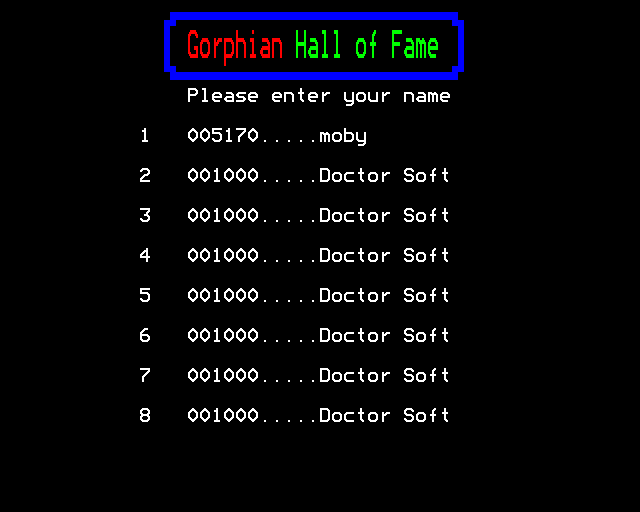 Gorf (BBC Micro) screenshot: High Scores