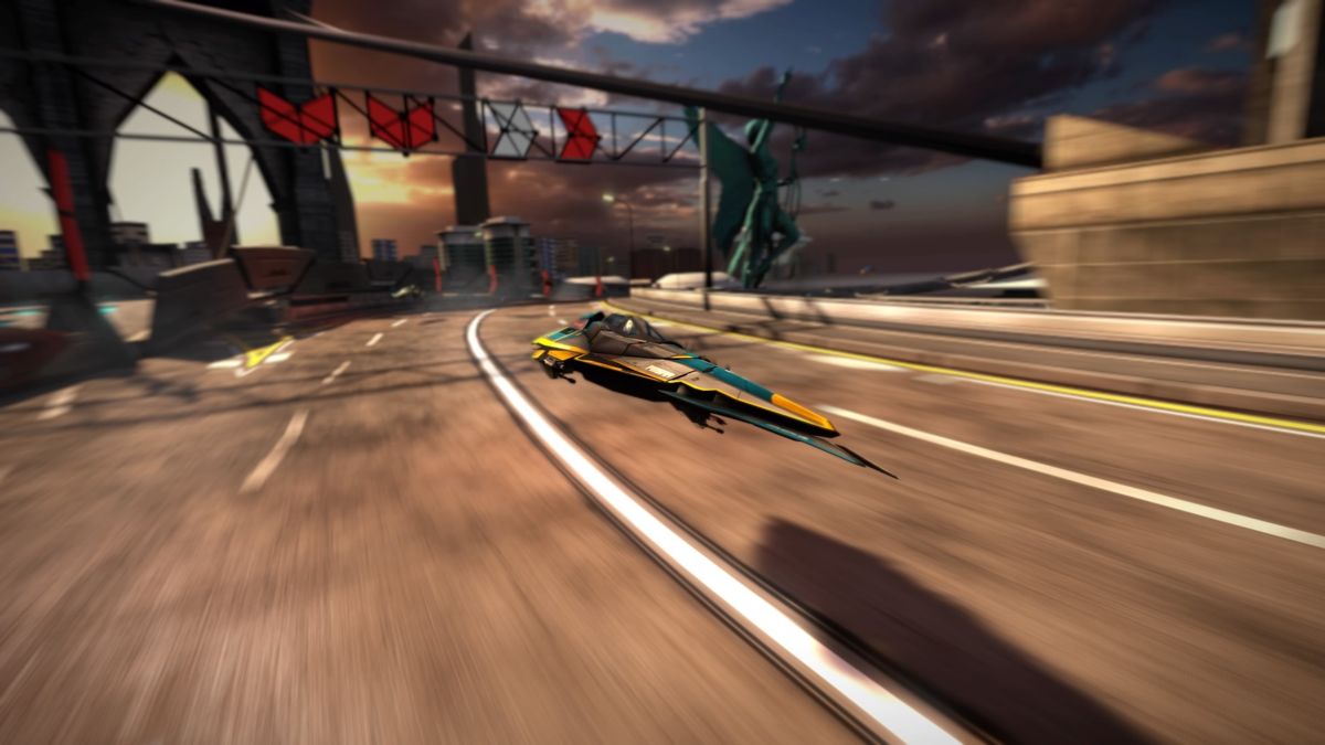 WipEout: Omega Collection (PlayStation 4) screenshot: Another Feisar ship in spectacular racing fashion! (Photo Mode)