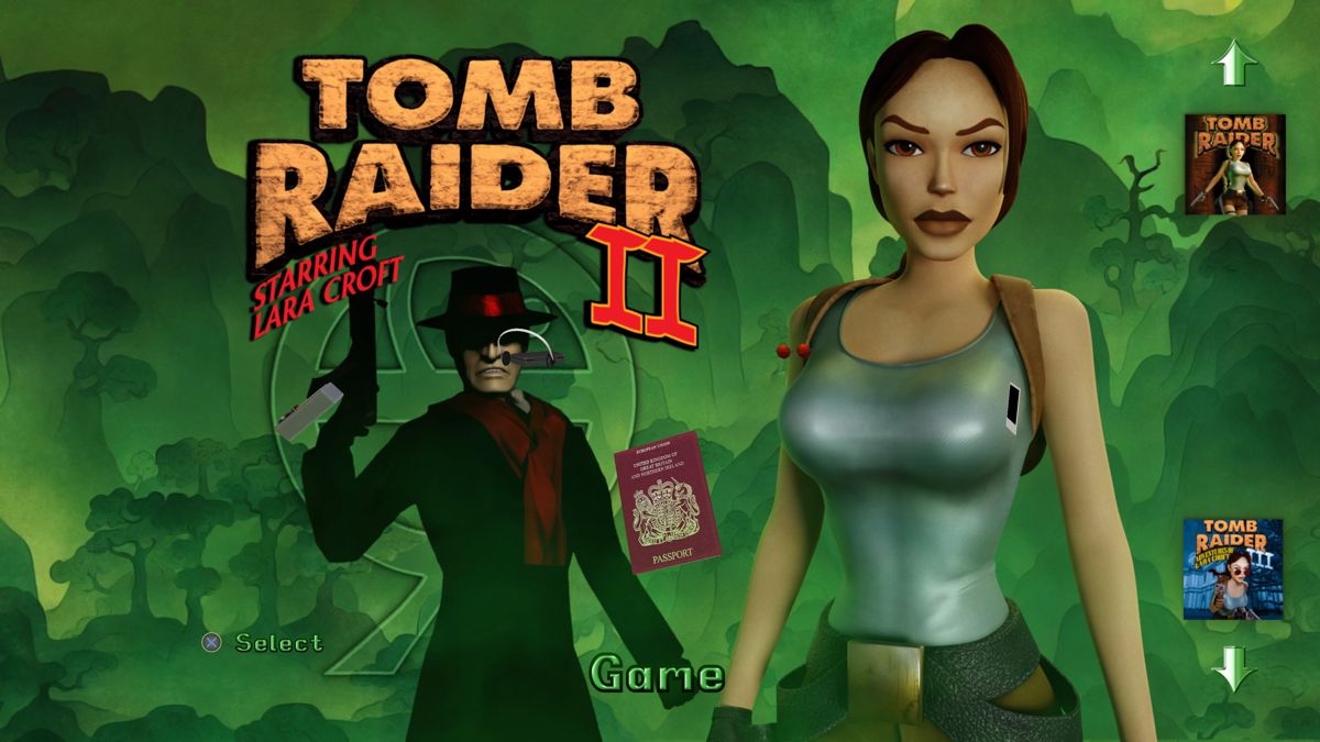 Tomb Raider I•II•III: Remastered (PlayStation 5) screenshot: 'Tomb Raider II starring Lara Croft' title screen (remastered)