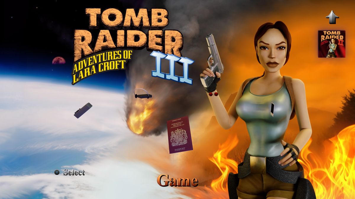 Tomb Raider I•II•III: Remastered (PlayStation 5) screenshot: 'Tomb Raider III: Adventures of Lara Croft' title screen (remastered)