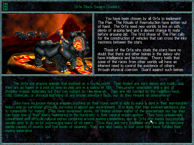 Ascendancy (DOS) screenshot: Race display