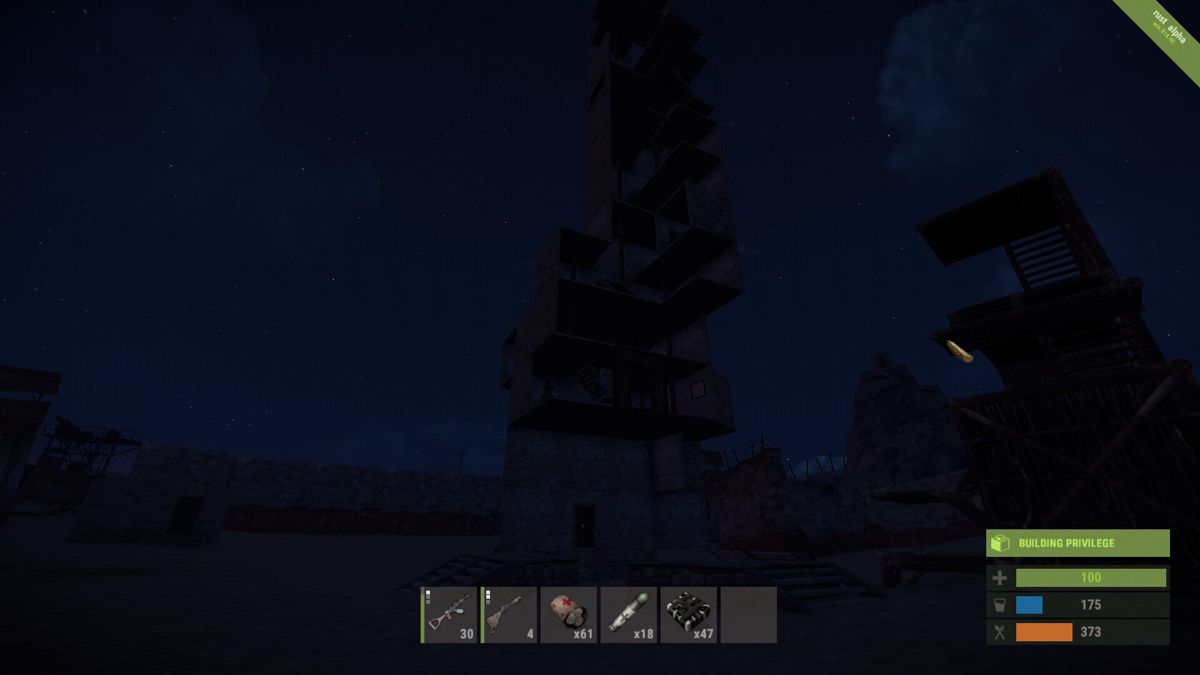 Rust (Windows) screenshot: Raiding in the cover of night can work to your advantage. Just don't get flanked. (alpha version win.814.40)
