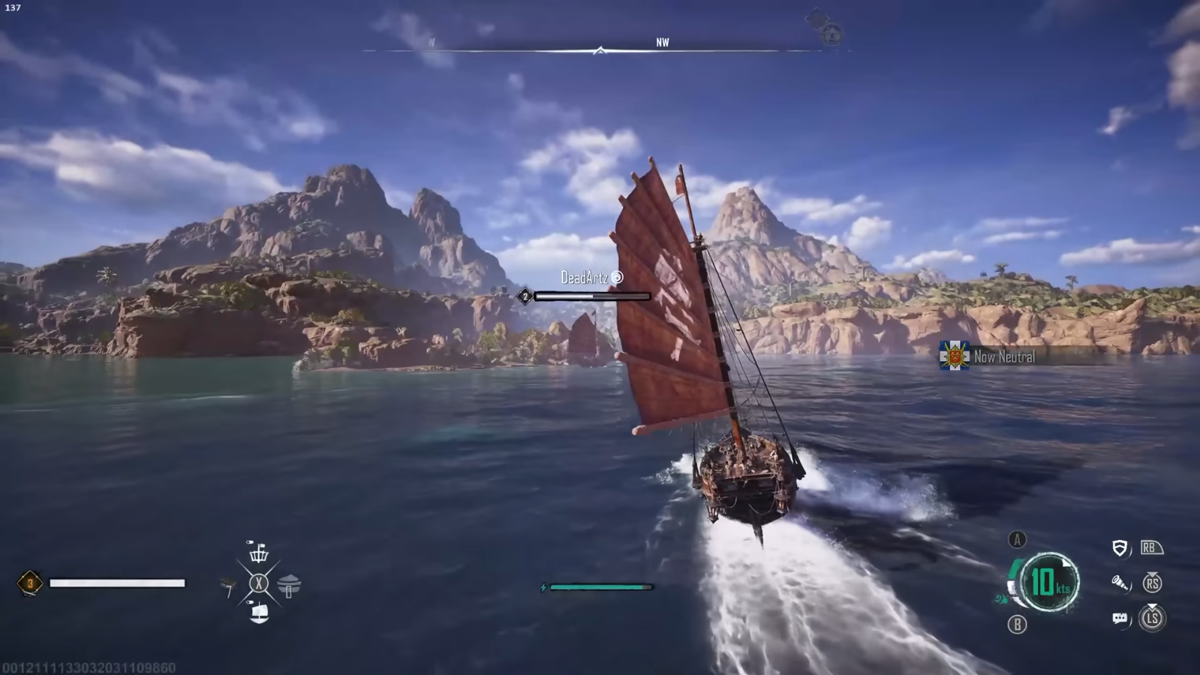 Skull and Bones (Windows) screenshot: Ship getting ready to attack a target.