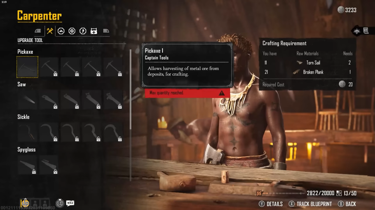 Skull and Bones (Windows) screenshot: Crafting and Merchant gameplay.