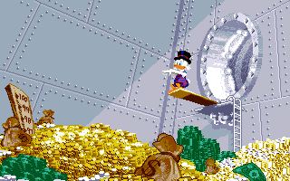 Disney's Duck Tales: The Quest for Gold (Amiga) screenshot: Swimming in the vault.