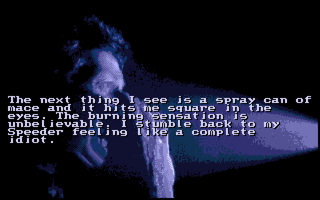 Mean Streets (Amiga) screenshot: Tex, you really must stop threatening people