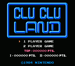 Clu Clu Land (NES) screenshot: Title Screen