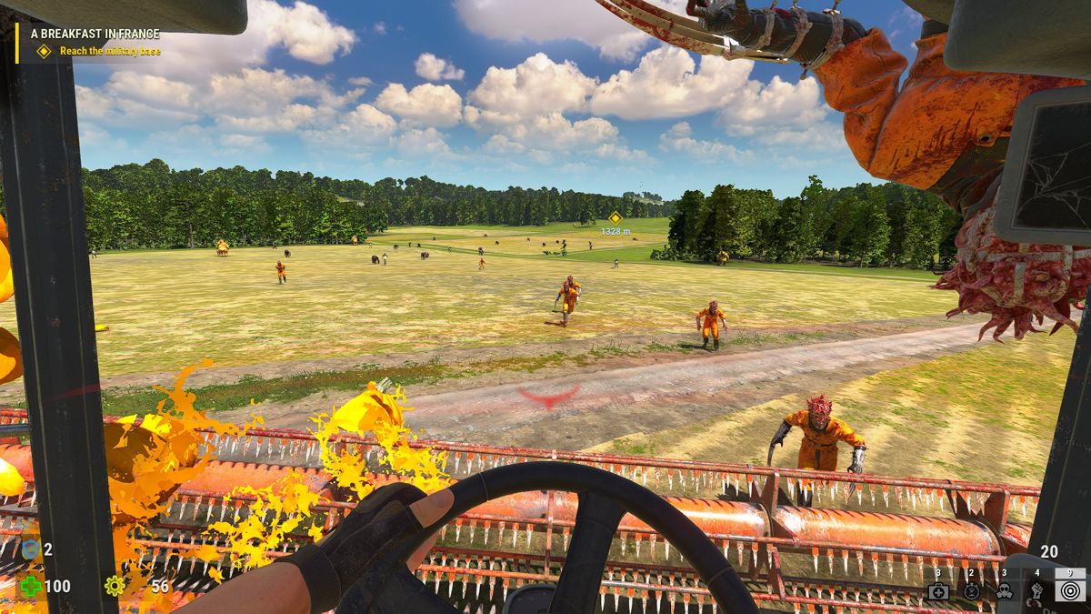 Serious Sam 4 (Windows) screenshot: Just driving my combine harvester.